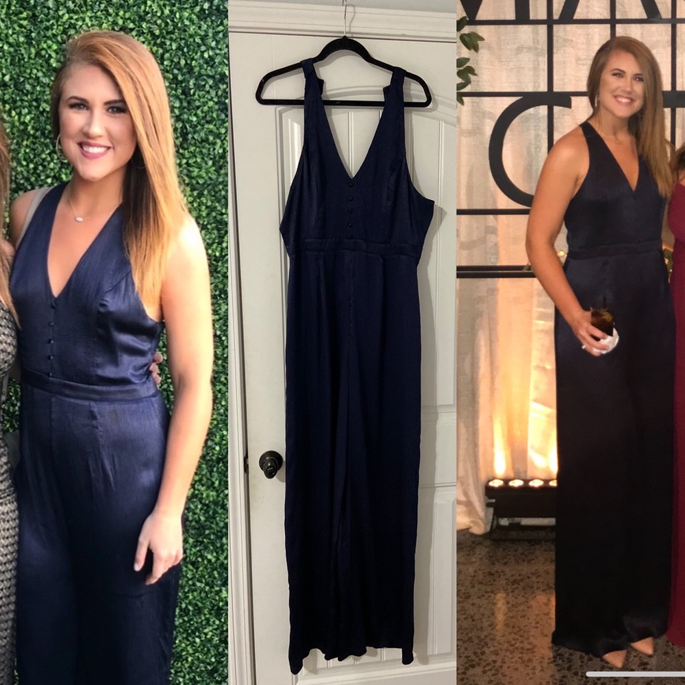 Sugar lips Navy Silk Jumpsuit
